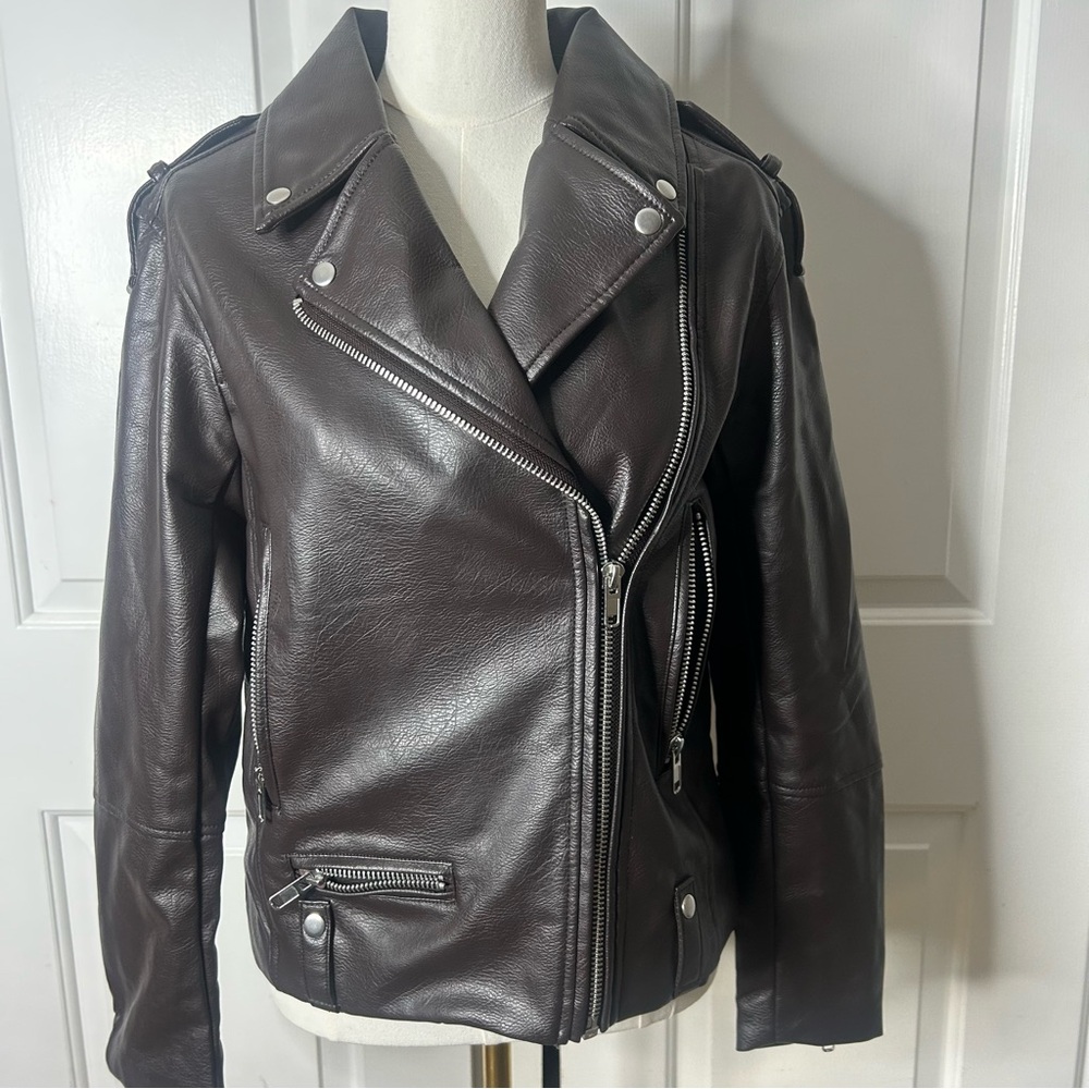 NWT (size XS) H&M Brown Leather Jacket - Picture 3 of 10